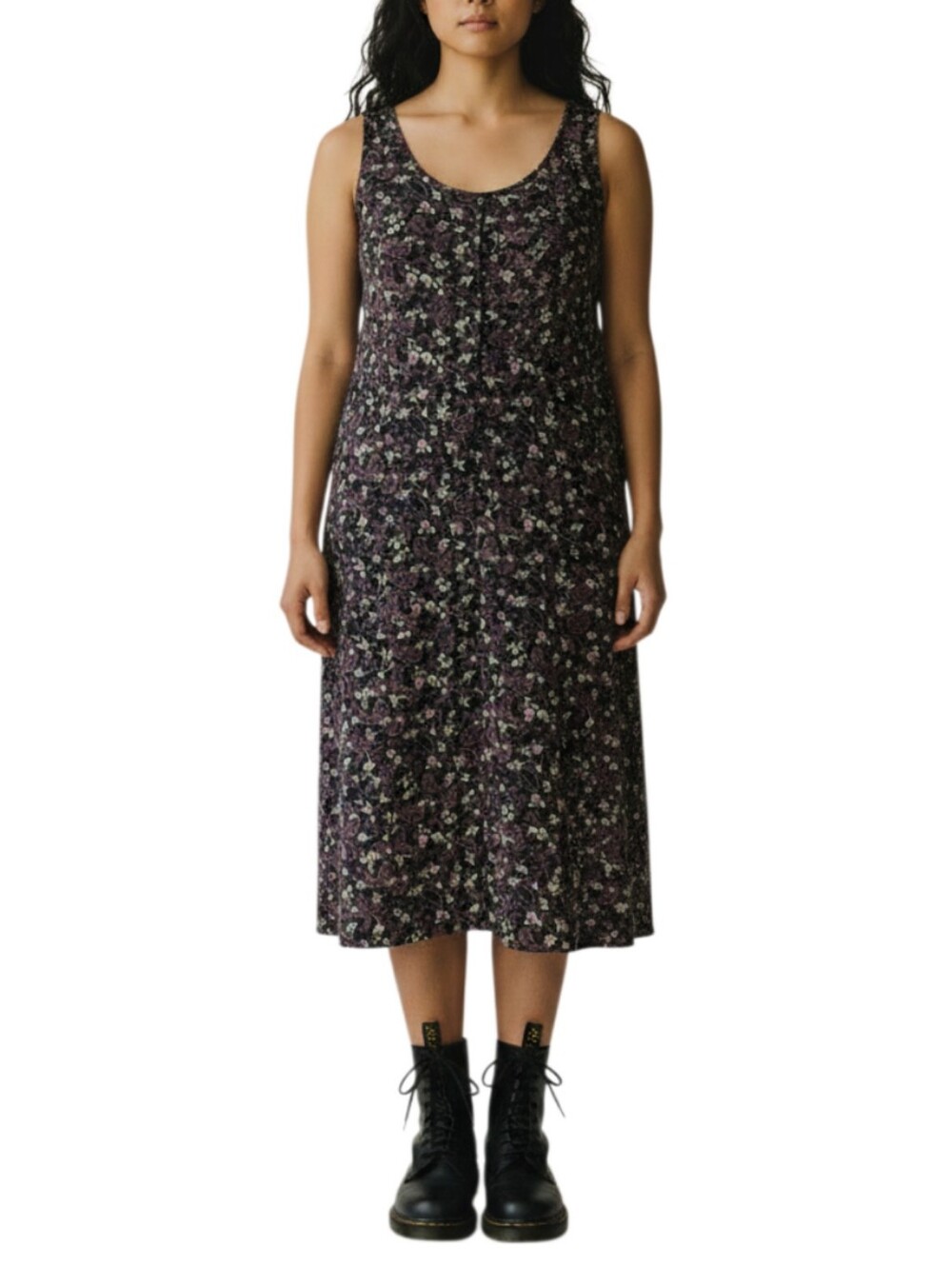Vintage 90s Y2K Black Floral Slip Dress Size Medium Whimsigoth Witchy Dark Fairy